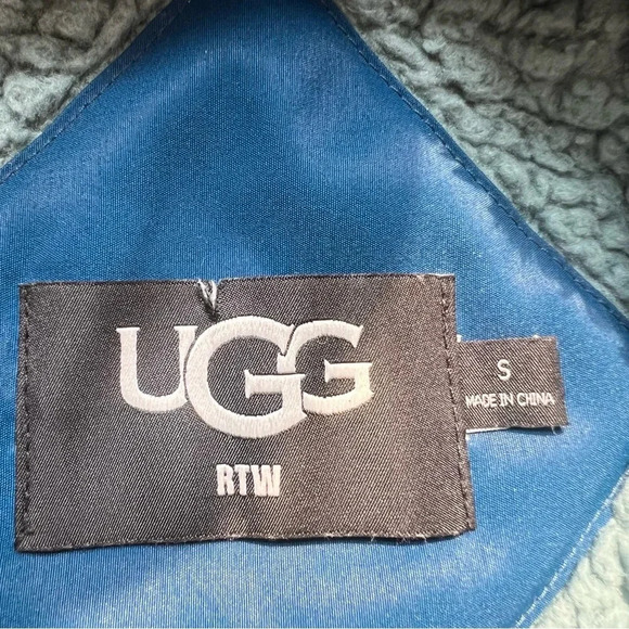 Ugg Gayle Sherpa Half Zip Fleece Jacket Hidden Pocket Green Womens size Small - Picture 14 of 17